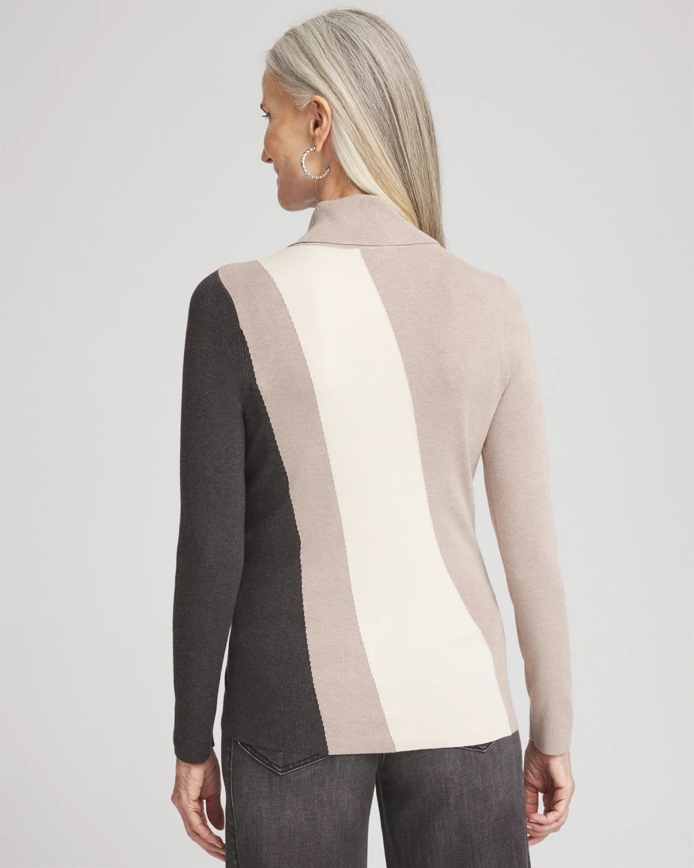 Ella Neutral Colorblock Turtleneck Sweater | Chico's